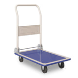 Garvee 286.6lbs Load Weight Capacity Platform Hand Truck, Moving Push Cart Dolly with 360 Degree Swivel Wheels, Heavy Duty Foldable Rolling Tool Cart for Loading and Storage, Ivory & Navy Blue - Ivory & Navy Blue