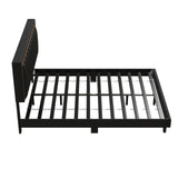 Garvee Queen Size Platform Bed Frame + Velvet Upholstered + Adjustable Tufted Headboard + Noise Free Design + Strong Wood Slats + No Box Spring Needed + Bedroom in Black - Black