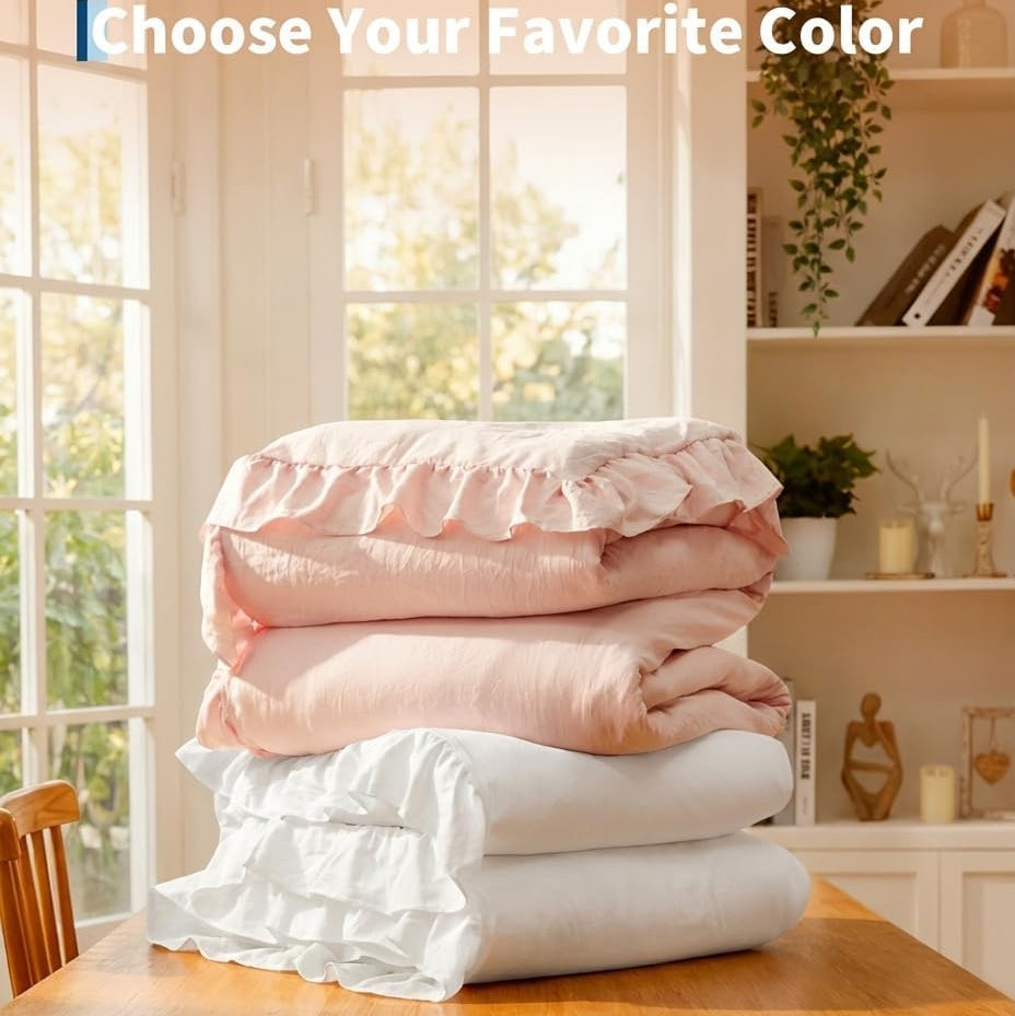 Garvee Heated Comforter Blanket King Size, Ruffle Electric Quilt with Wireless LCD Controller, Fast Heating & Overheat Protection, ETL Certified, Machine Washable, Pink, 104"x90"