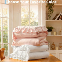 Garvee Heated Comforter Blanket King Size, Ruffle Electric Quilt with Wireless LCD Controller, Fast Heating & Overheat Protection, ETL Certified, Machine Washable, Pink, 104"x90"