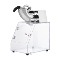 Garvee Commercial Ice Crusher Shaver Snow Cone Maker, Stainless Steel Electric Snow Cone Machine with Dual Blades, Acrylic Box, Safety On/Off Switch, Shaved Ice Machine for Home, Restaurants, Bars