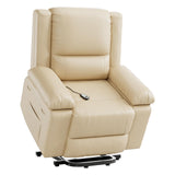 Garvee Power Lift Recliner Chair PU Leather with Massage for Elderly Ergonomic Lounge Chair Classic Single Sofa with Side Pockets Home Theater Seat-27" Seat Width,Beige - Beige