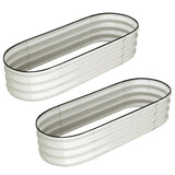 Garvee 2 Pcs 4.5' X 2' X 1' Galvanized Raised Garden Bed Outdoor,Planters for Outdoor Plants,Open-Ended Base Planter Raised Boxes,Oval Metal Planter Box for Vegetables, Flowers, Fruits,Rubber Edge, White - White