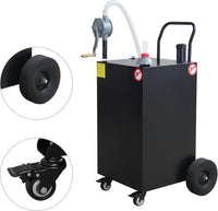 Garvee 45 Gallon Portable Gas Caddy Gasoline Diesel Can Hand Siphon Pump With Rolling Flat-Free Solid Rubber Wheels for Boat, Atv, Car, Motorcycle - Black