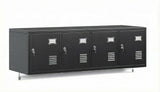 Garvee 4 Door Lockers Metal Wall-Mounted Locker with Hanging Rod & Card Holder for Home Gym School Office 45 in Black