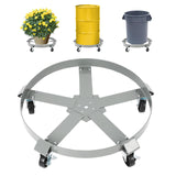Garvee Drum Dolly - 67cm Outer Ring Diameter, 1250lbs Load Capacity, 55GAL, 3mm Plate Thickness, 3" Universal Wheels with Brakes - Silver