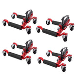 Garvee 4-Pack 6000 lb Steel Hydraulic Wheel Dollies, foot-pedal hydraulic lift, for Vehicle Moving & Garage Storage, Black/Red