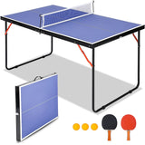Garvee Foldable Table Tennis Table Portable Ping Pong Table with Net & 2 Paddles & 3 Balls,Portable Ping Pong Family Game Tables for Outdoor Indoor,54 x 30 x 27 inch - 