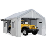 Garvee 13'x20' Heavy Duty Canopy Car Garage Shelter with Zipper Doors, Removable Sidewall, Waterproof Tent for Car & Truck, Yellow - Grey