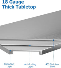 GARVEE 48"L x 30"W x 34"H Stainless Steel Work Table - NSF Certified, Heavy-Duty Food Prep Table for Home, Restaurant, and Hotel Use