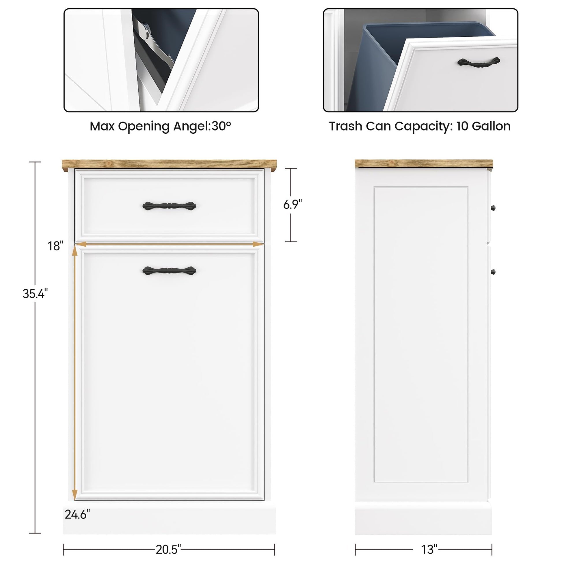 Garvee Tilt Out Trash Cabinet, Hidden Trash Can Cabinet 10 Gallon Storage Holder, Freestanding Garbage Can Cabinet for Kitchen Dining Living Room