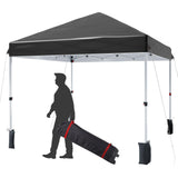 Garvee 10'x10' Instant Pop-Up Canopy Tent - One-Person Setup, Commercial Outdoor Tent w/ 1-Button Push, Wheeled Bag, 4 Sandbags, 8 Stakes & Ropes, Black - Black
