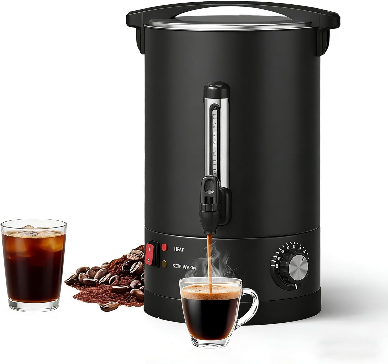 Garvee Double Wall Commercial Coffee Urn – 12L Stainless Steel Large Capacity Hot Water & Coffee Dispenser, Fast Heating Percolator – For Catering, Buffet, Event, Party, Office – Specification: 12L