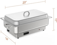 GARVEE 2 PACK Electric Chafing Dish Buffet Set,3 x 3 QT Stainless Steel Food Warmers, 600W Digital Display Temperature Control Serving Trays for Parties Catering Weddings, Sections Dishwasher Safe