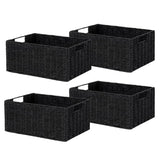 Garvee 4 Pack Storage Baskets Foldable Woven Bins for Bathroom Bedroom Laundry Pantry 12.2x7.1x5.9 Inch Natural Color