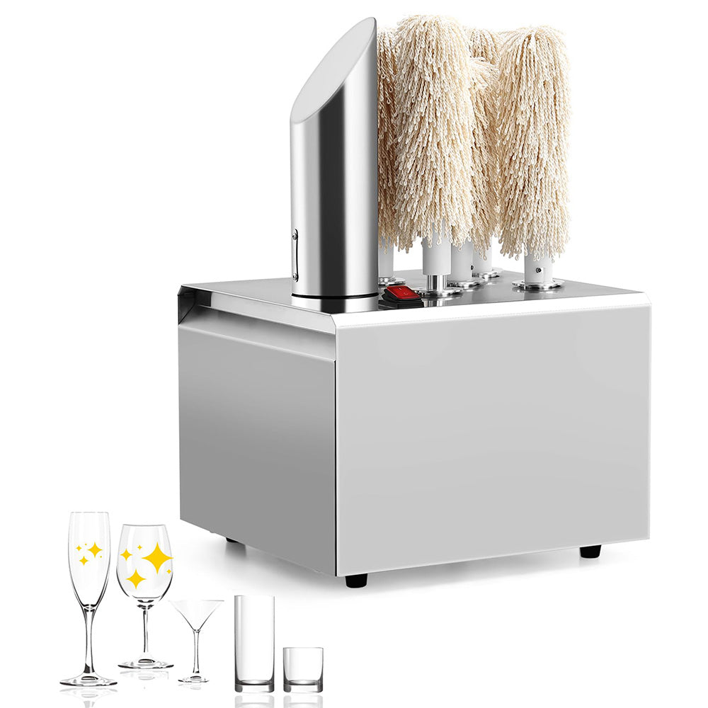 Garvee Commercial Glass Polisher, Electric Wine Glass Washer, 5 Polishing Cloths, Stainless Steel, for Bars, Restaurants, Hotels, Kitchens, Wineries Kitchen,Winery