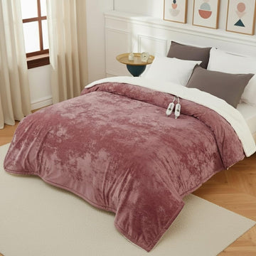 Garvee King Size Heated Blanket with Dual Control, Velvet Soft Fast Heating Blankets King, 4 Heat Settings & 10H Auto Off, Machine Washable, ETL Certified Electric Blanket, 90" x 100" Pink