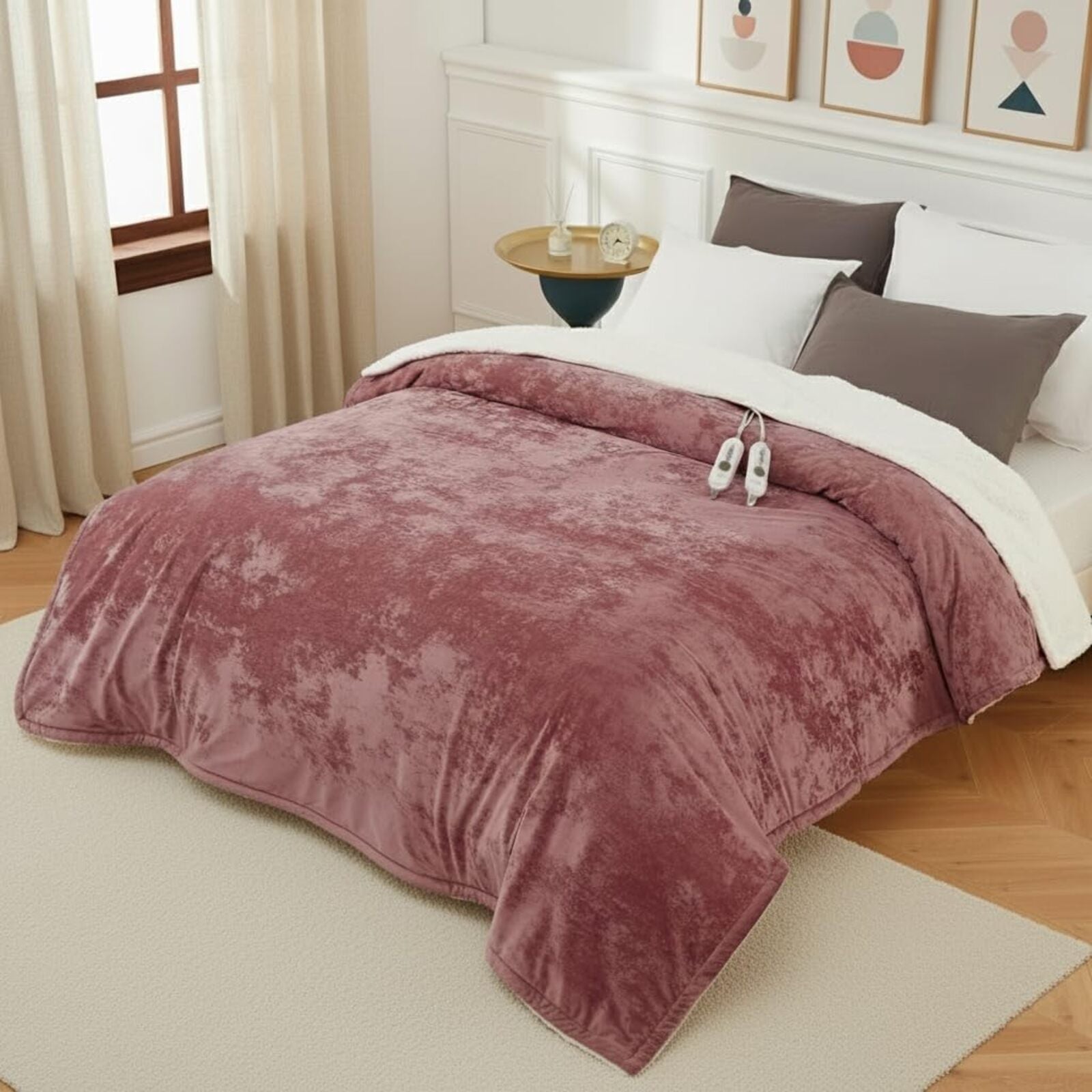Garvee King Size Heated Blanket with Dual Control, Velvet Soft Fast Heating Blankets King, 4 Heat Settings & 10H Auto Off, Machine Washable, ETL Certified Electric Blanket, 90" x 100" Pink