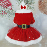 Garvee Pet Christmas Dress 3 Pet Clothes Cosplay Outfit Party Supplies for Small Medium Large Dogs Christmas Red Mesh Belt Skirt L - Christmas Red Mesh Belt Skirt