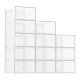 Garvee Large Clear Plastic Storage Boxes - 12 Pack Stackable Shoe Organizers with Durable Lids for Sneakers, Toys, Closet & Under Bed Storage, White - White