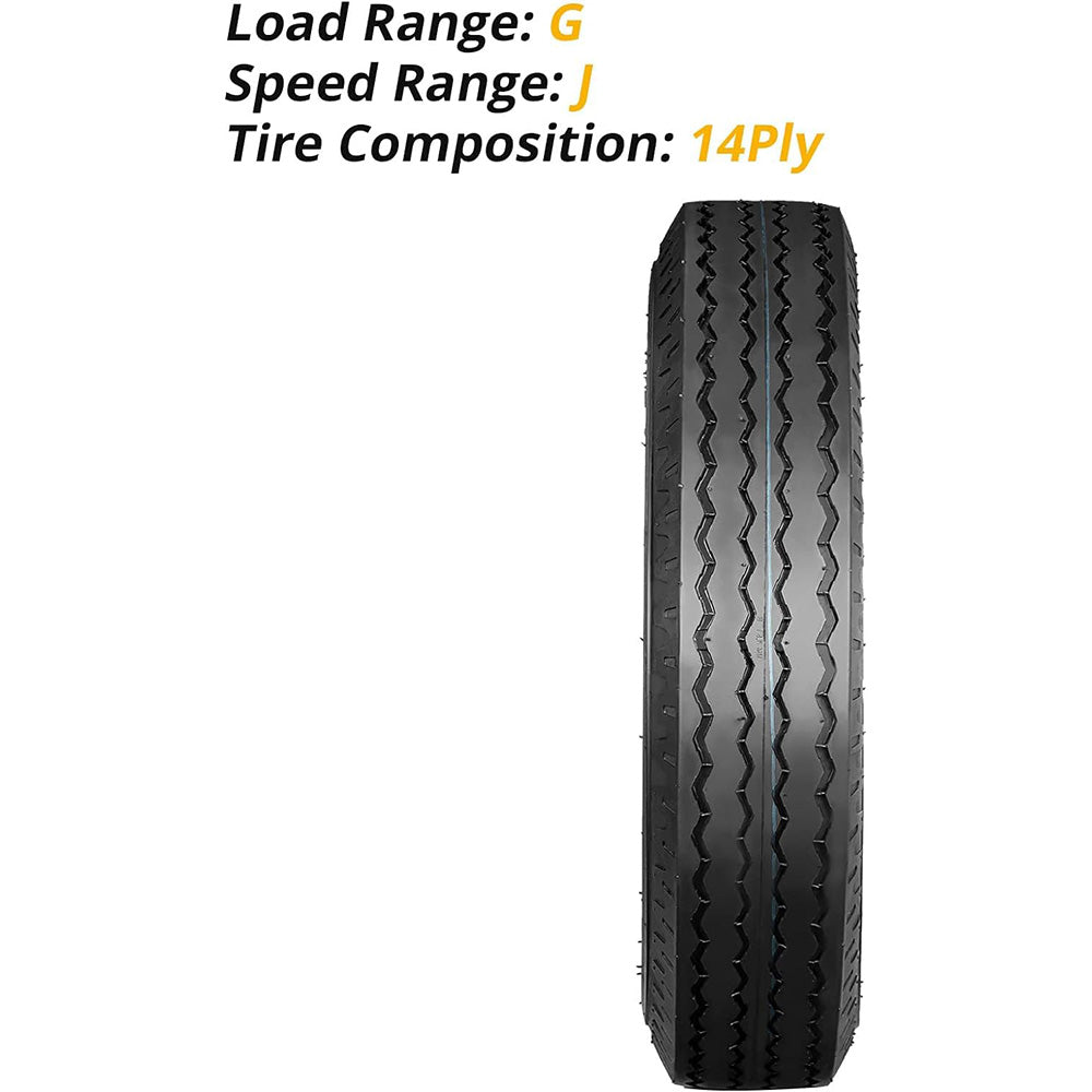 Garvee 4 PCS Trailer Tires 8-14.5 14PR Load Range G For Agricultural Terrains 14.5'' Rim Black