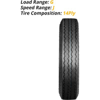 Garvee 4 PCS Trailer Tires 8-14.5 14PR Load Range G For Agricultural Terrains 14.5'' Rim Black