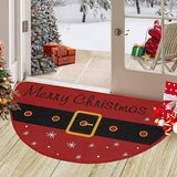 Garvee Christmas Welcome Floor Doormat Half Round Door Mat Indoor Entrance Mat Absorbent Doormats Area Rugs Non-Slip Semi Circle Floor Mats for Home Kitchen Outdoor 17x29 Inch Red - Red