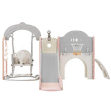 Garvee Kids And Swing Set Toddler Freestanding Playset With Basketball Hoop Climbing Frame Telescope Indoor Outdoor Grey
