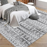 Garvee Moroccan Geometric Area Rug, Machine Washable Easy to Clean Non-Shedding Stain-Resistant Non-Slip Foldable Indoor Mat for Living Room, Bedroom, Kitchen, Entryway, Bathroom, Grey, 4 x 6 - Gray