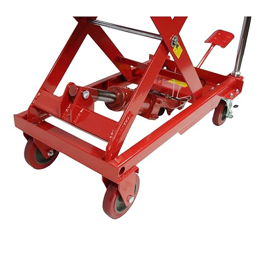 Garvee Hydraulic Lift Table Cart 500LBS Double Scissor Lift Table, Cart Lift Table Cart 29.6" Lifting Height with 4 Wheels and Foot Pump, Hydraulic Cart for Material Handling and Freight Lifting - 500LBS