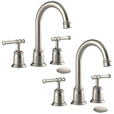 Garvee Bathroom Faucets, Classical 8 inch Bathroom Faucet with Pop Up Drain and Lead-Free Hose, Bathroom Faucets for Sink 3 Holes, Widespread Brushed Nickel Bathroom Faucet(2 Packs) - Brushed Nickel