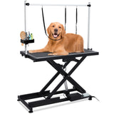 Garvee 50" Professional Dog Grooming Table,Heavy Duty X-Type Electric Lift Large Pet Grooming Table w/Aluminum Dog Grooming Arm,Anti Slip Tabletop,Tool Organizer/Dog Grooming Station(Black, 50") - Black
