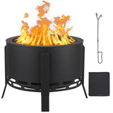 Garvee 2025 26" Smokeless Fire Pit with Ash Tray Base, Wood Burning Firepit with Adjustable Foot&Fire Poker,Smokeless Outdoor Fireplace with Dust Bag, Outdoor Fire Pits for Bbq,Bonfire,Camping - 