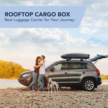 Garvee Rooftop Cargo Box Carrier, 14 Cu Ft Hardshell with Dual-Side Opening, Universal Fit for Cars & SUVs, Black