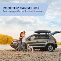 Garvee Rooftop Cargo Box Carrier, 14 Cu Ft Hardshell with Dual-Side Opening, Universal Fit for Cars & SUVs, Black