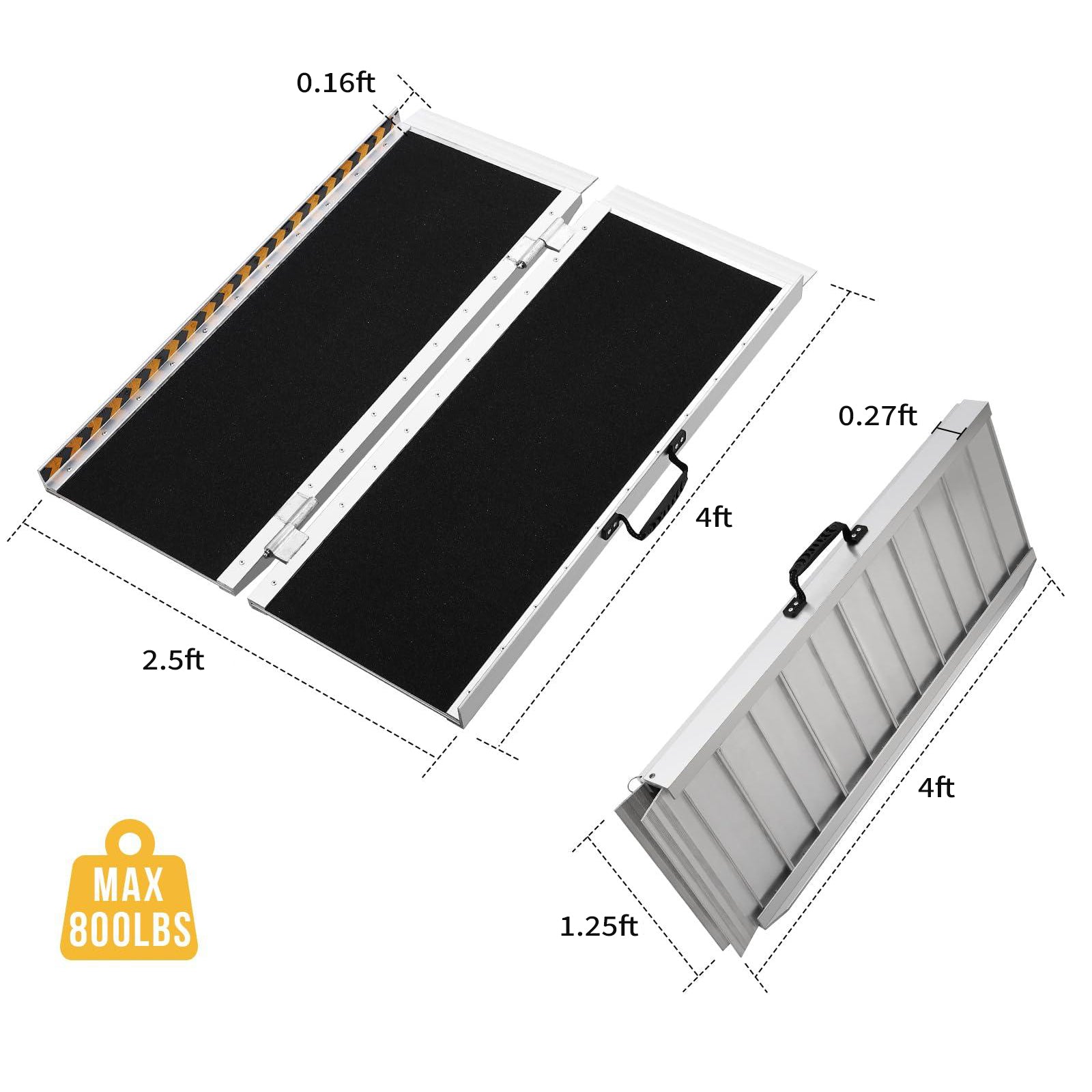 Garvee 4FT Portable Aluminum Wheelchair Ramp – Non-Skid Anti-Slip Threshold Ramp for Home, Cars, Curbs, Stairs & Scooters Handicap Accessible