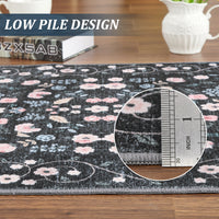 Garvee Area Rugs Washable Floral Rugs for Living Room Non Slip Low Pile Carpet for Office Bedroom Kids Room Bedside