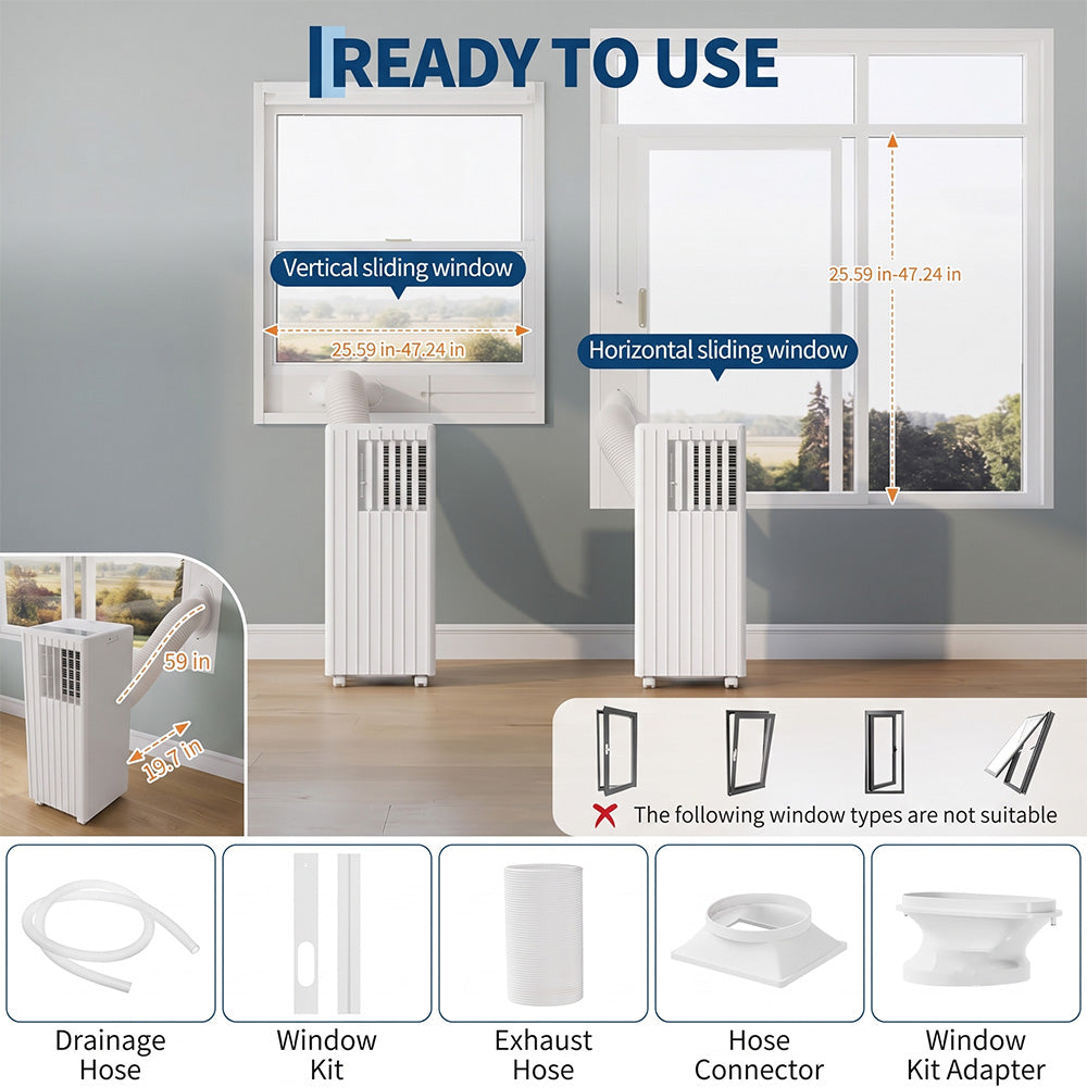 Garvee 8000 BTU Portable Air Conditioner, 3 In 1 AC Unit Built-In Cool, Dehumidifier & Fan for Rooms Up to 350 Sq.Ft, Energy Saving AC with Remote/24H Timer for Dorms/Indoor Rooms - White