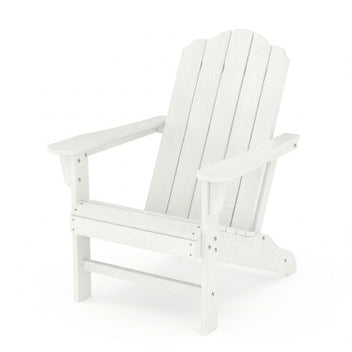 Garvee 1 piece HDPE Adirondack Patio Chairs, 380 lbsWeather-Resistant Outdoor Lawn Chairs with Wood Grain Texture, White