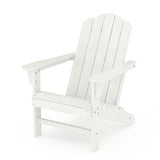 Garvee 1 piece HDPE Adirondack Patio Chairs, 380 lbsWeather-Resistant Outdoor Lawn Chairs with Wood Grain Texture, White - White