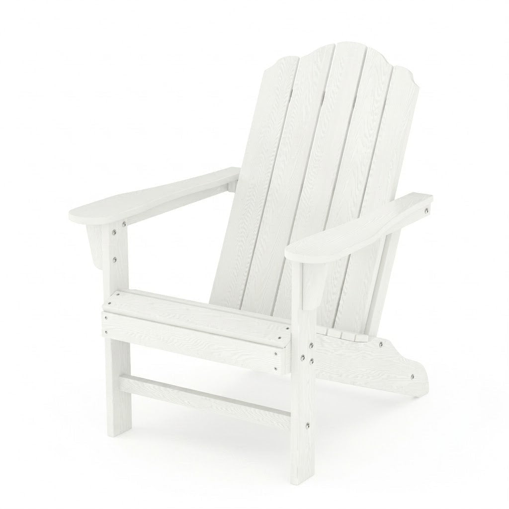 Garvee 1 piece HDPE Adirondack Patio Chairs, 380 lbsWeather-Resistant Outdoor Lawn Chairs with Wood Grain Texture, White