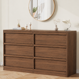 Garvee 6 Drawer Dresser for Bedroom, Wide Antique Chest of Drawers with Large Storage, Wooden Dresser Organizer - Walnut