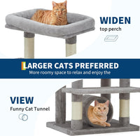 Garvee Multi-Level Cat Tree with Condo, 74" Tall Cat Tower with 11 Scratching Posts, Hammock, Tunnel, Large Top Perches & Anti-tip Kit, Indoor Cat Furniture for Large Cats, Light Gray