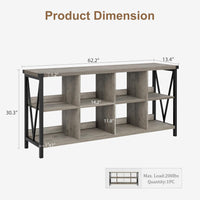 Garvee Console Table, Rustic 3 Tier Sofa Table Behind Couch, Industrial Metal Entryway Table with Storage Shelf, Farmhouse Wooden Foyer Hallway Table for Entry Living Room,Grey.