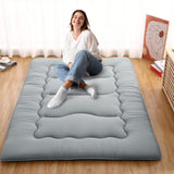 Garvee Japanese Floor Mattress Futon, Thick Tatami Mat, Foldable Roll Up, Microfiber Fabric, 3-inch Sponge, Twin/Full/Queen, Dormitory/Guest/Camping - Grey
