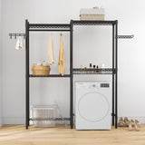Garvee Over Washer and Dryer Storage Shelf - Heavy Duty 4-Tier Adjustable Height - Iron Pipe - Rust Resistant - Laundry Room/Bathroom - Black