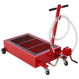 Garvee 20 Gal Hand Pump Oil Pan with 7.5 Ft Hose, Low Profile & T Folding Handle Oil Drain Cart for Truck Cars SUVs - Red