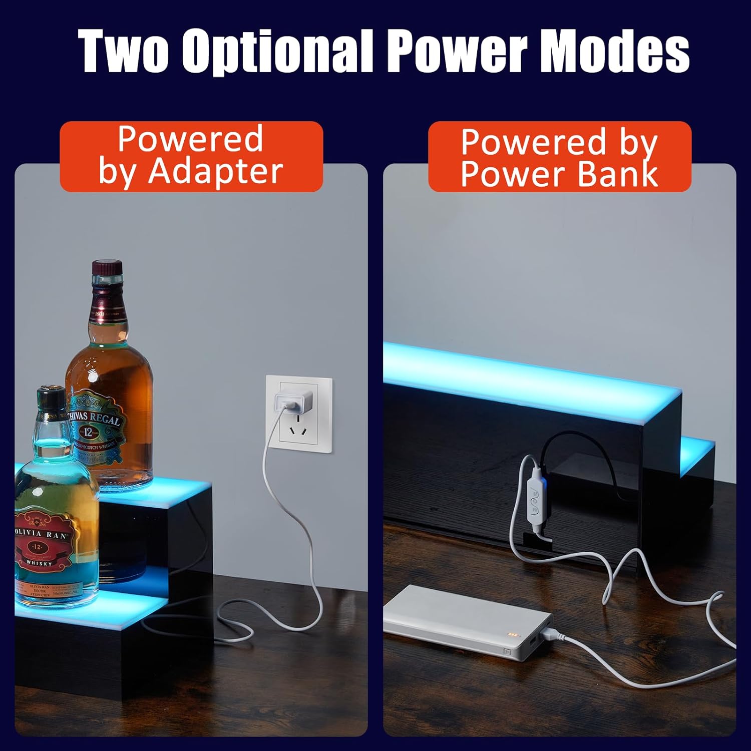 Garvee LED Bar Shelf,Wall Mounted Acrylic Liquor Bottle Rack with Remote & App Control,Multicolor Lighting, 4 Modes,for Restaurants, Nightclubs, Home Bars,2 Tier,16inch