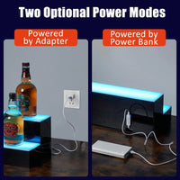 Garvee LED Lighted Liquor Bottle Display, 2 Tier 30 Inch Wall Mounted Acrylic Liquor Shelf with Wine Holder Slots, 4 Modes, 16 Colors, Remote & App Control for Home Commercial Bar
