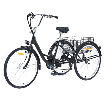 Garvee Adult Tricycle, 7 Speed Tricycle for Adults, 26 inch 3 Wheel Bikes for Adults with Baskets, Adult Tricycles for Women Seniors Men, Three Wheel Bike for Adults, 330 lb Black